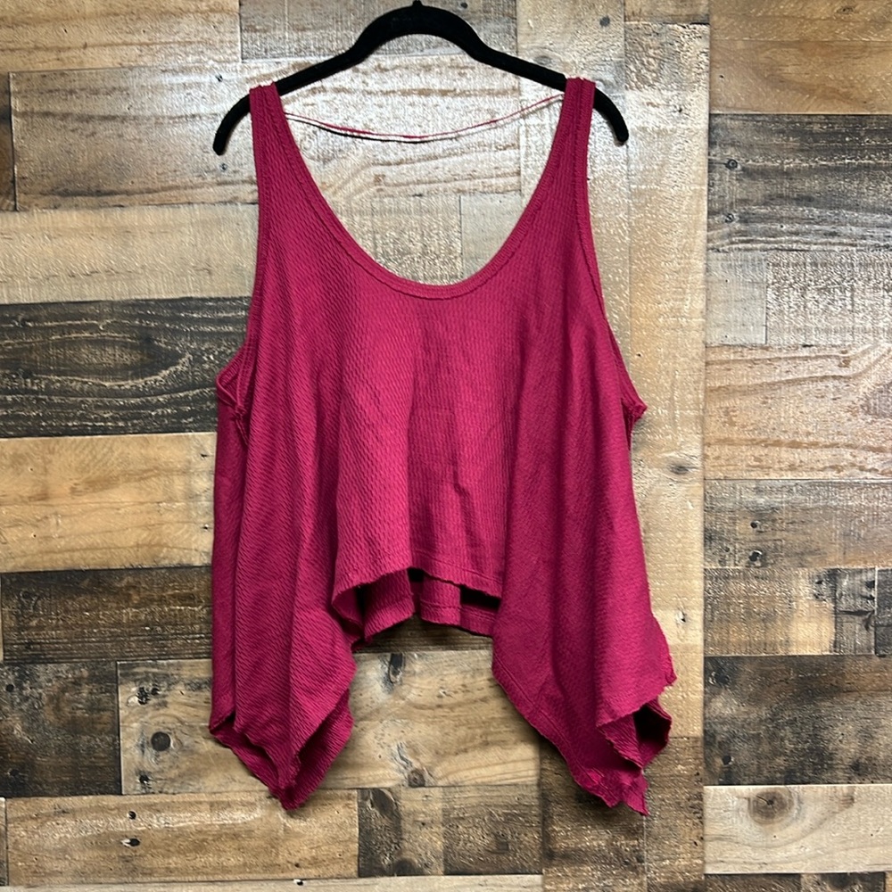 NWT We The Free Tank Goji Red Sing La La Asymmetric Cropped Scoop Neck Size S
